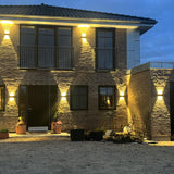 Avelira | Modern Up Down LED Outdoor Wall Light with Sandblasted Black Aluminium and 3000K Warm Light