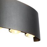 Avelira | Modern Up Down LED Outdoor Wall Light with Sandblasted Black Aluminium and 3000K Warm Light