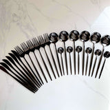 Rivena | Luxury Matte Black Cutlery Set 24 Pieces Stainless Steel