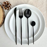 Rivena | Luxury Matte Black Cutlery Set 24 Pieces Stainless Steel