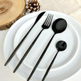 Rivena | Luxury Matte Black Cutlery Set 24 Pieces Stainless Steel