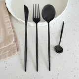 Rivena | Luxury Matte Black Cutlery Set 24 Pieces Stainless Steel