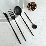 Rivena | Luxury Matte Black Cutlery Set 24 Pieces Stainless Steel