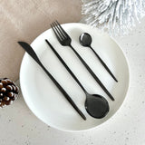 Rivena | Luxury Matte Black Cutlery Set 24 Pieces Stainless Steel