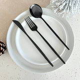 Rivena | Luxury Matte Black Cutlery Set 24 Pieces Stainless Steel
