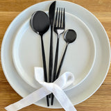 Rivena | Luxury Matte Black Cutlery Set 24 Pieces Stainless Steel