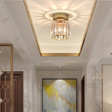 Talrex | Modern Black Flush Mount Ceiling Light with Crystal Shade for Hallway and Living Room