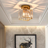 Talrex | Modern Black Flush Mount Ceiling Light with Crystal Shade for Hallway and Living Room