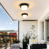 Nave | Modern Black Flush Mount Ceiling Light with IP65 Protection for Porch, Patio and Garage