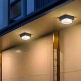 Nave | Modern Black Flush Mount Ceiling Light with IP65 Protection for Porch, Patio and Garage