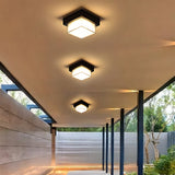 Nave | Modern Black Flush Mount Ceiling Light with IP65 Protection for Porch, Patio and Garage