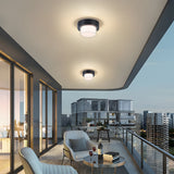 Nave | Modern Black Flush Mount Ceiling Light with IP65 Protection for Porch, Patio and Garage