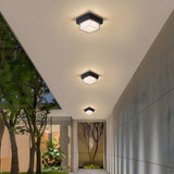 Nave | Modern Black Flush Mount Ceiling Light with IP65 Protection for Porch, Patio and Garage