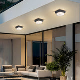 Nave | Modern Black Flush Mount Ceiling Light with IP65 Protection for Porch, Patio and Garage
