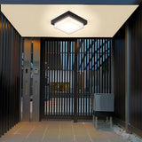 Nave | Modern Black Flush Mount Ceiling Light with IP65 Protection for Porch, Patio and Garage