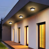 Nave | Modern Black Flush Mount Ceiling Light with IP65 Protection for Porch, Patio and Garage