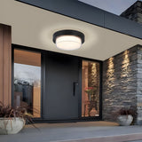 Nave | Modern Black Flush Mount Ceiling Light with IP65 Protection for Porch, Patio and Garage