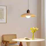 Nisellea | Wabi-Sabi Japandi Pendant Light in Walnut Finish with Warm Glow