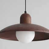Nisellea | Wabi-Sabi Japandi Pendant Light in Walnut Finish with Warm Glow