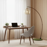 Veloriah | Modern Arc Floor Lamp with Amber Glass Globe for Living Room Lighting