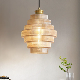 Elvoria | Architectural Glass Pendant Light with Layered Panels and Japandi Minimalist Design