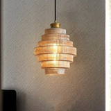 Elvoria | Architectural Glass Pendant Light with Layered Panels and Japandi Minimalist Design