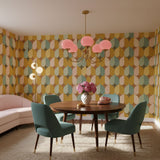 Aurevella | Modern Glam Chandelier with Blush Glass Shades for Dining & Bedroom Spaces