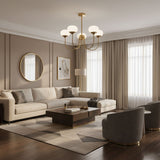 Aurevella | Modern Glam Chandelier with Blush Glass Shades for Dining & Bedroom Spaces