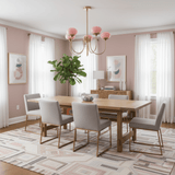 Aurevella | Modern Glam Chandelier with Blush Glass Shades for Dining & Bedroom Spaces