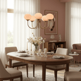 Aurevella | Modern Glam Chandelier with Blush Glass Shades for Dining & Bedroom Spaces