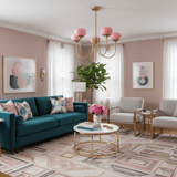 Aurevella | Modern Glam Chandelier with Blush Glass Shades for Dining & Bedroom Spaces