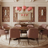 Aurevella | Modern Glam Chandelier with Blush Glass Shades for Dining & Bedroom Spaces