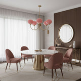 Aurevella | Modern Glam Chandelier with Blush Glass Shades for Dining & Bedroom Spaces