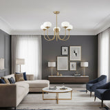 Aurevella | Modern Glam Chandelier with Blush Glass Shades for Dining & Bedroom Spaces