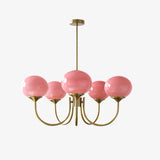 Aurevella | Modern Glam Chandelier with Blush Glass Shades for Dining & Bedroom Spaces
