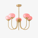 Aurevella | Modern Glam Chandelier with Blush Glass Shades for Dining & Bedroom Spaces