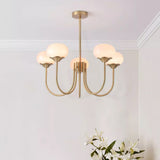 Aurevella | Modern Glam Chandelier with Blush Glass Shades for Dining & Bedroom Spaces