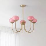 Aurevella | Modern Glam Chandelier with Blush Glass Shades for Dining & Bedroom Spaces