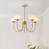 Aurevella | Modern Glam Chandelier with Blush Glass Shades for Dining & Bedroom Spaces