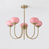 Aurevella | Modern Glam Chandelier with Blush Glass Shades for Dining & Bedroom Spaces