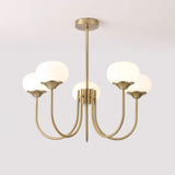 Aurevella | Modern Glam Chandelier with Blush Glass Shades for Dining & Bedroom Spaces