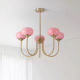 Aurevella | Modern Glam Chandelier with Blush Glass Shades for Dining & Bedroom Spaces