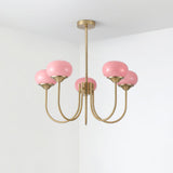 Aurevella | Modern Glam Chandelier with Blush Glass Shades for Dining & Bedroom Spaces