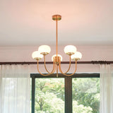 Aurevella | Modern Glam Chandelier with Blush Glass Shades for Dining & Bedroom Spaces