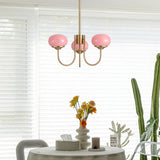 Aurevella | Modern Glam Chandelier with Blush Glass Shades for Dining & Bedroom Spaces