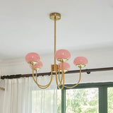 Aurevella | Modern Glam Chandelier with Blush Glass Shades for Dining & Bedroom Spaces