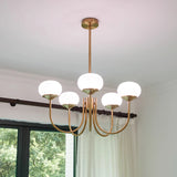 Aurevella | Modern Glam Chandelier with Blush Glass Shades for Dining & Bedroom Spaces