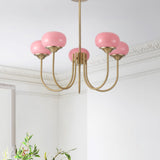 Aurevella | Modern Glam Chandelier with Blush Glass Shades for Dining & Bedroom Spaces