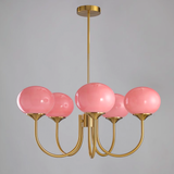 Aurevella | Modern Glam Chandelier with Blush Glass Shades for Dining & Bedroom Spaces