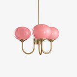 Aurevella | Modern Glam Chandelier with Blush Glass Shades for Dining & Bedroom Spaces
